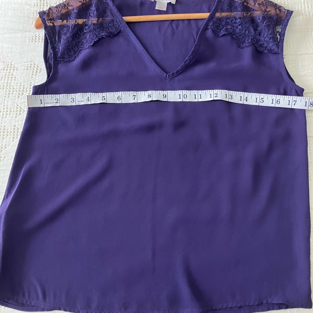LOFT Purple Light Weight Boxy Lace Tank Blouse Size XSP - Picture 6 of 9